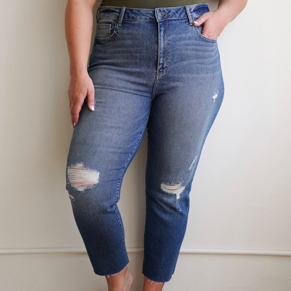 Carly Jeans - Chrissy Distressed Jeans, Medium Wash NWT